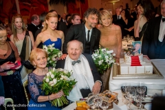 VIENNA, AUSTRIA - MARCH 19:  Mirjam Weichselbraun, Jonas Kaufmann and Uschi Glas attend Karl Spiehs 85th birthday celebration on March 19, 2016 in Vienna, Austria.  (Photo by Chris Hofer/Getty Images)