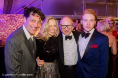 VIENNA, AUSTRIA - MARCH 19:  Gregor Bloeb, Nina Proll, Simon Schwarz and his son Samuel Schwarz attend Karl Spiehs 85th birthday celebration on March 19, 2016 in Vienna, Austria.  (Photo by Chris Hofer/Getty Images)