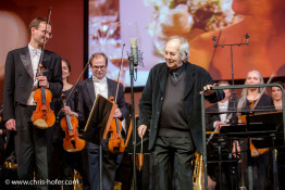 VIENNA, AUSTRIA - MARCH 19: Otto Schenk conducts the Wiener Kammerorchester as a surprise at Karl Spiehs 85th birthday celebration on March 19, 2016 in Vienna, Austria. (Photo by Chris Hofer/Getty Images)