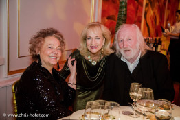 VIENNA, AUSTRIA - MARCH 19: Karl Merkatz with his wife Martha and Dagmar Koller attend Karl Spiehs 85th birthday celebration on March 19, 2016 in Vienna, Austria. (Photo by Chris Hofer/Getty Images)