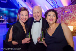 VIENNA, AUSTRIA - MARCH 19: Kristina Sprenger, Karl Blecha and Rosi Blecha attend Karl Spiehs 85th birthday celebration on March 19, 2016 in Vienna, Austria. (Photo by Chris Hofer/Getty Images)