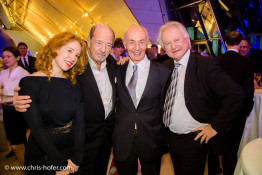 VIENNA, AUSTRIA - MARCH 19: Ralph Siegel with Larissa, Gottfried Zmeck and Arno Wiedergut attend Karl Spiehs 85th birthday celebration on March 19, 2016 in Vienna, Austria. (Photo by Chris Hofer/Getty Images) *** Local Caption *** Ralph Siegel; Gottfried Zmeck; Arno Wiedergut